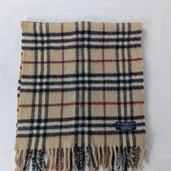 Classic BURBERRY Vintage Check Scarf Beige 50%Wool 50%Cashmere Fast Ship Today. - Picture 2 of 6